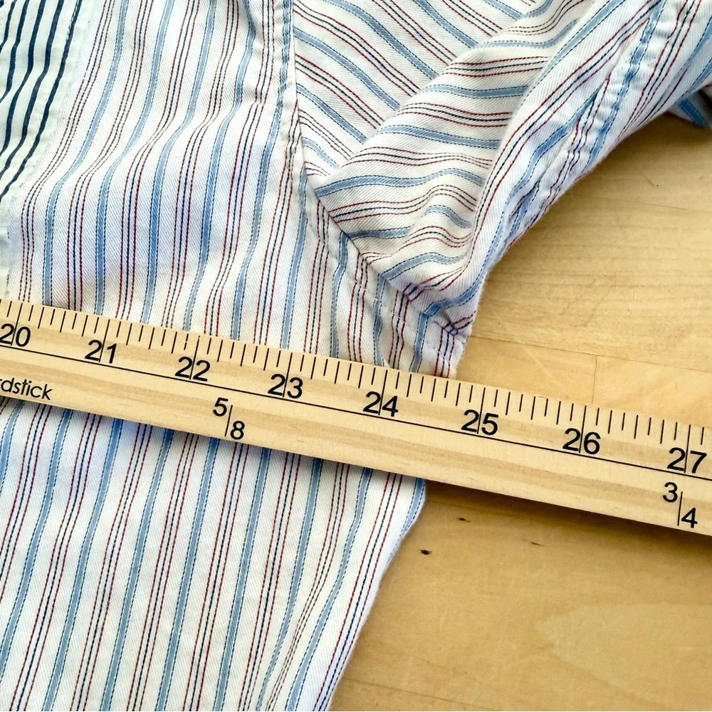 English Laundry 2X Women Shirt Pinstripe Patchwork Grandmacore Embroidered Boho